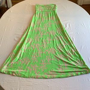 Lilly Pulitzer Green Coral Print Maxi Dress Small